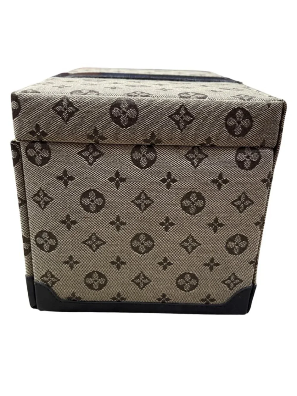 Heritage by WOLF Jewelry Case Brown Monogram Canvas Band Closure Travel Train Ca